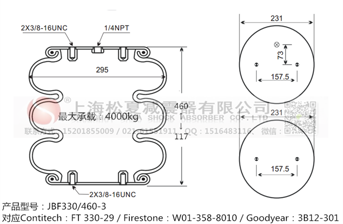 JBF330/460-3橡膠<a href='http://www.cctlbaby.com/' target='_blank'><u>空氣彈簧</u></a>